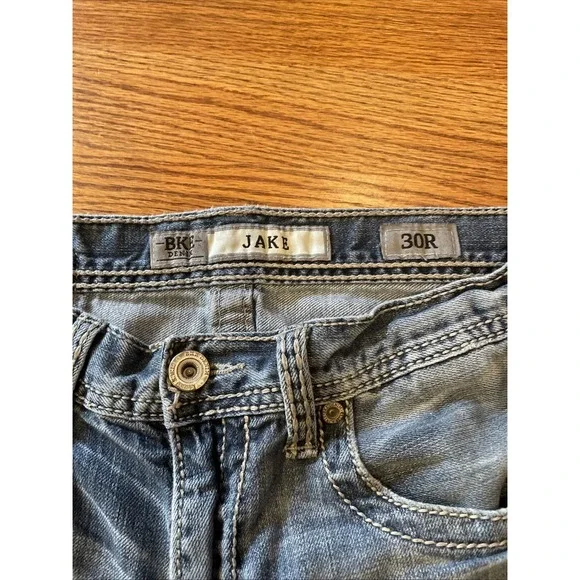 BKE Denim Men's Jake Jeans Blue Faded Distressed Whiskers Size 30R (30x30) - Picture 3 of 10